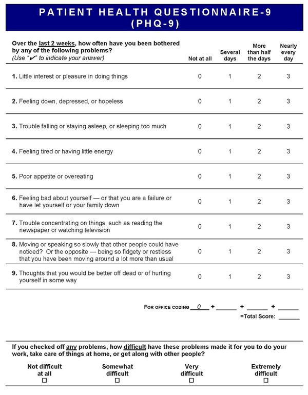 Mental Health Assessment - Depression